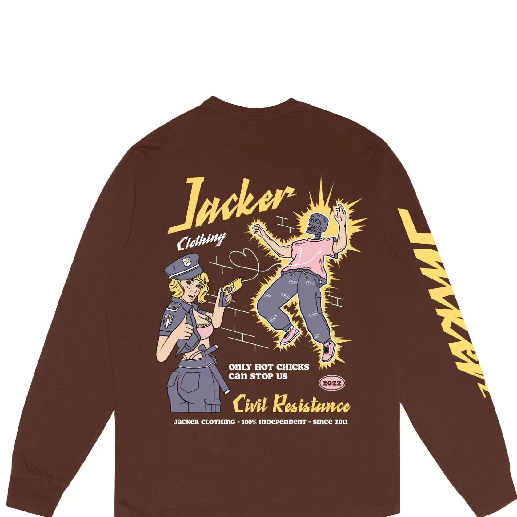 Hot Chicks-Long Sleeves-Brown^Jacker Discount